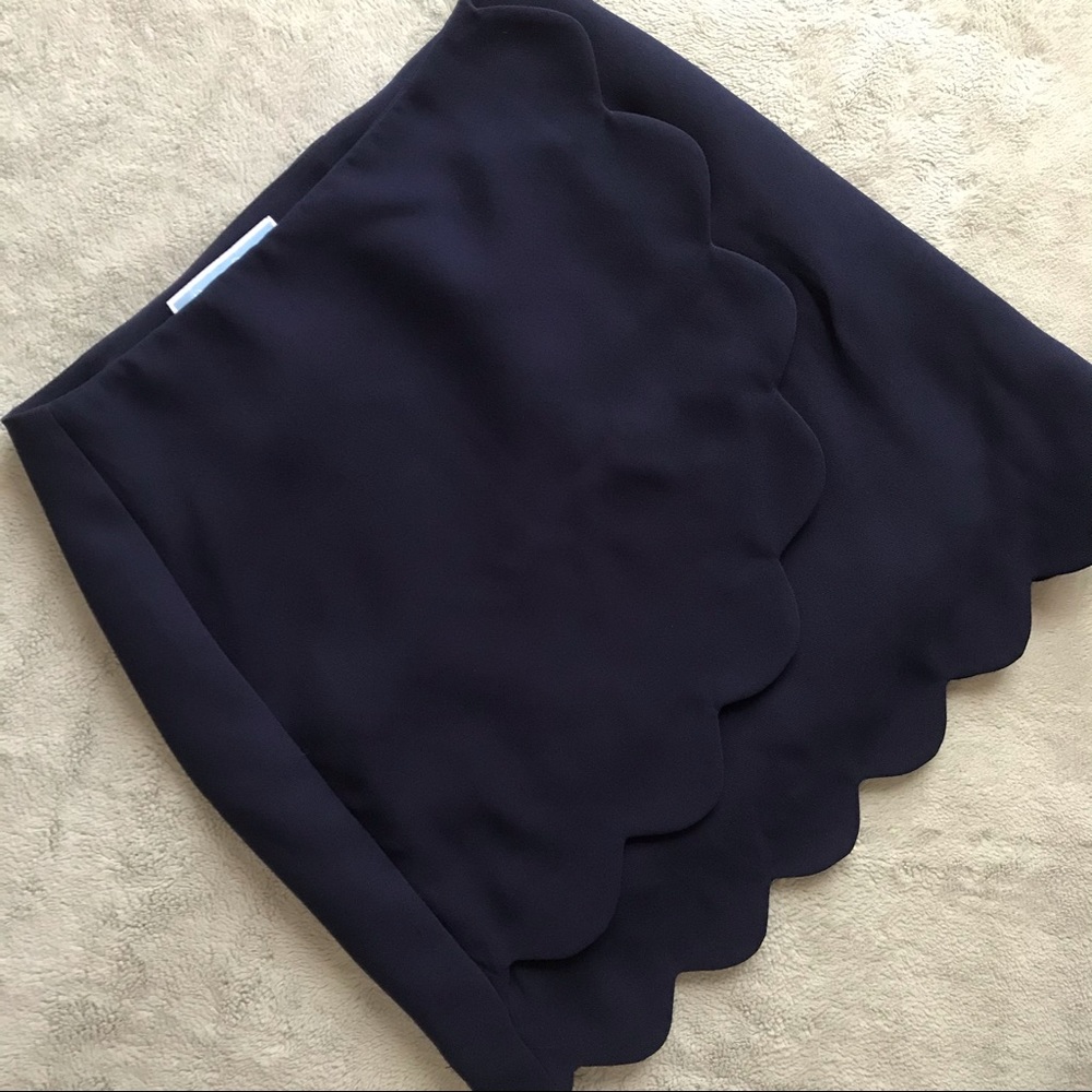 Draper James Scallop Faux Wrap Skirt Nassau Navy 0
